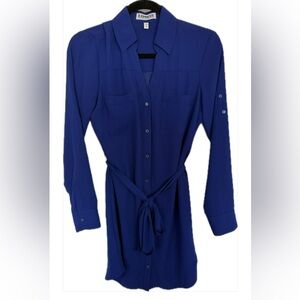 Express Cobalt Blue Portofino Button-Down Dress Size XS